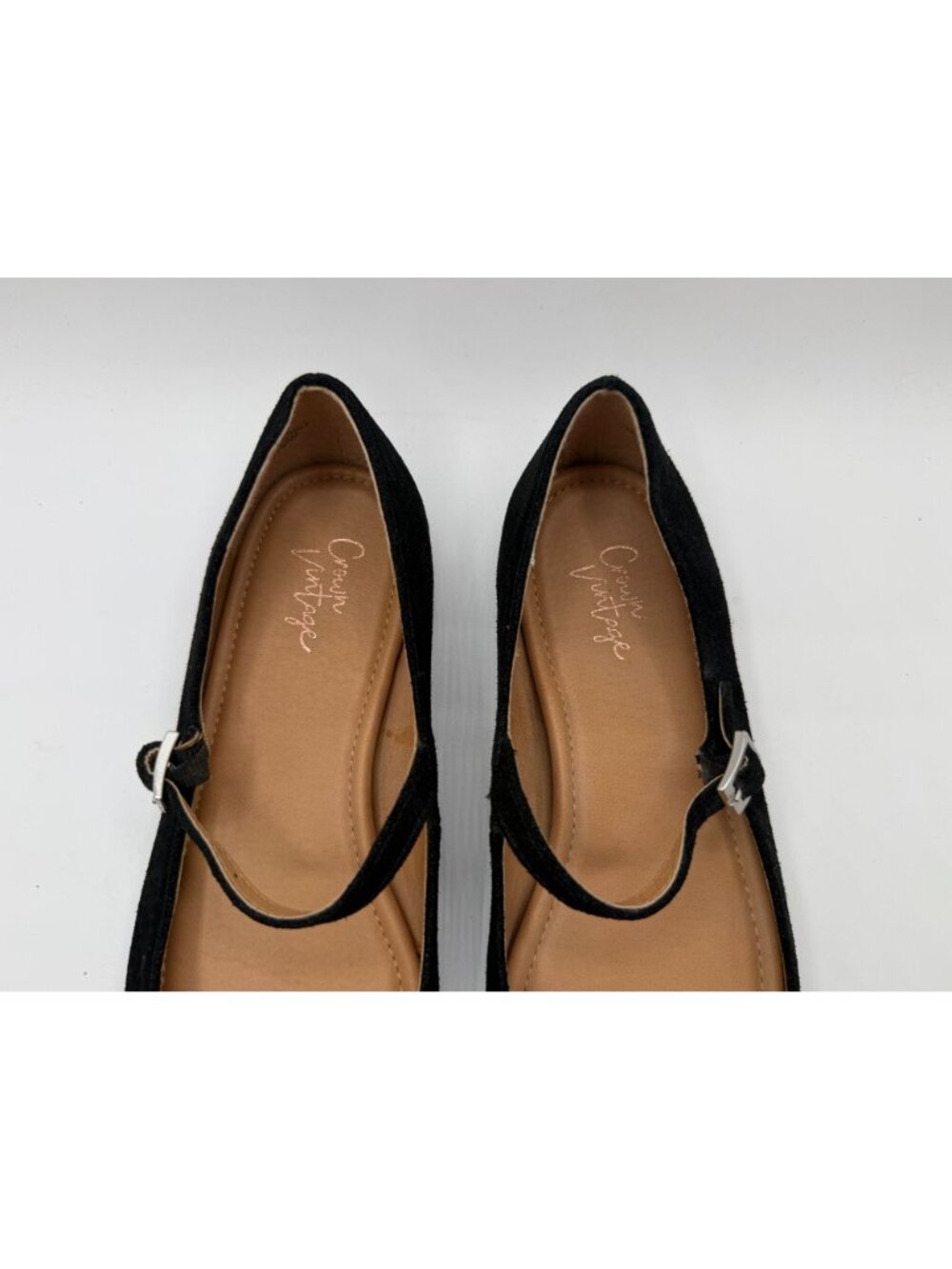 Crown Vintage Sillani Mary Jane Flats Women Size 7.5M Black Leather Preppy - Picture 4 of 13